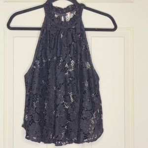 Free People Black Lace Crop Top